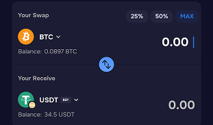 Swap coins on Nazza App